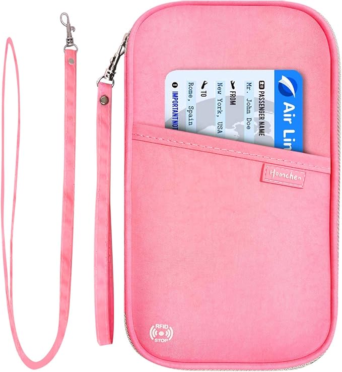 RFID Family Passport Wallet Holder Waterproof, Travel Document Organizer Credit Card Clutch Bag for Men Women