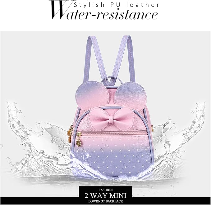 KL928 Girls Bowknot Polka Dot Cute Mini Backpack Small Daypacks Convertible Shoulder Bag Purse for Women