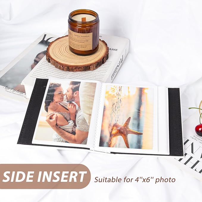 RECUTMS Photo Album 4x6 Pockets Leather Cover Photo Album Book Holds 52 Vertical 4x6 Photos Picture Book for Wedding Family Baby (Sky Blue)