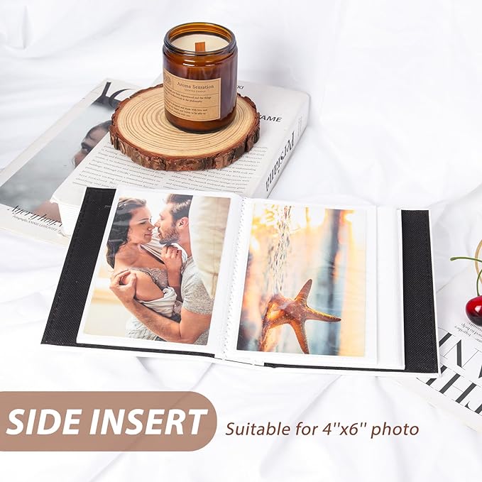 RECUTMS Small Photo Album 4x6 100 Photos Leather Cover with Front Window, Pictures Book for Wedding Family Baby Vacation (Orange)