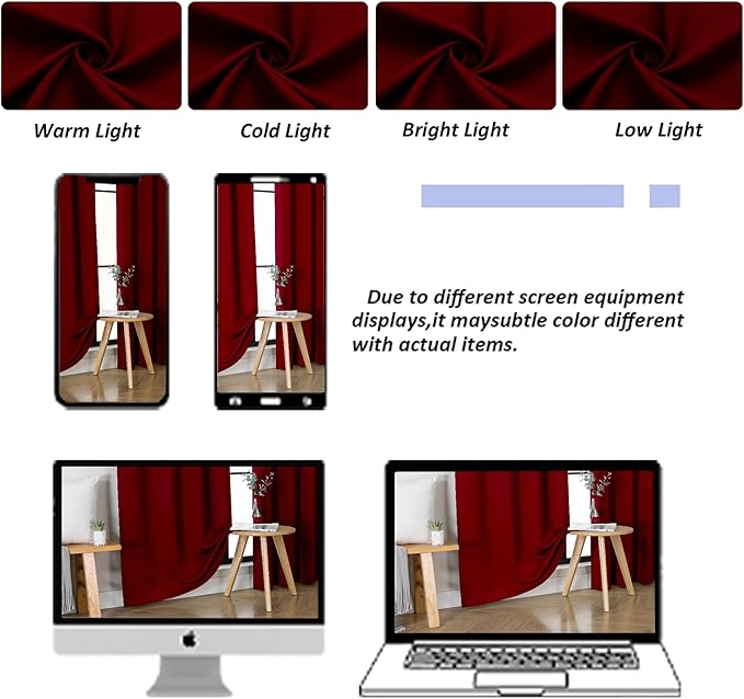 Simplebrand Ava Red Blackout Curtains for Bedroom 96 Inches Long 2 Panels, Solid Thermal Insulated, Energy Saving Nursery Window Treatment Curtains Blackout Drapes, W40 x L96 Inch, Red