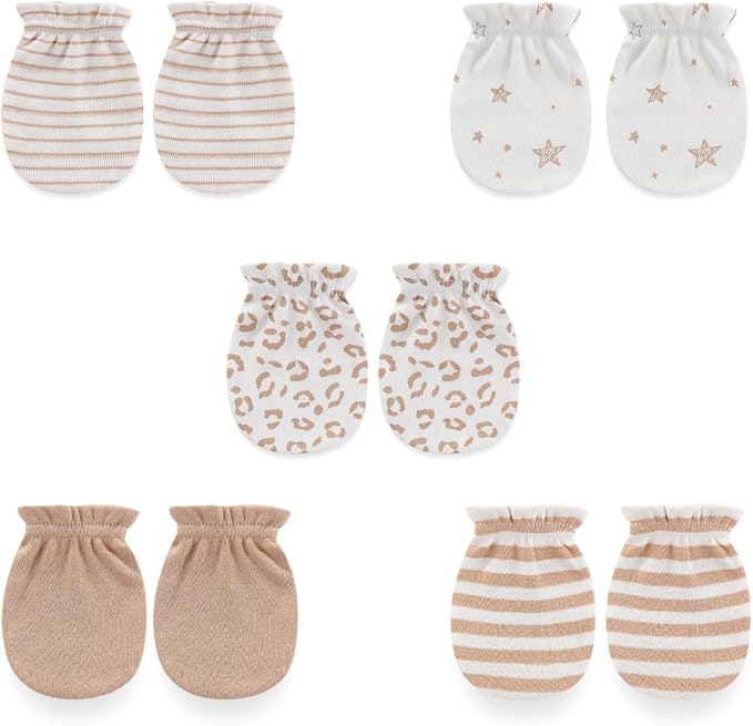 5 Pairs Baby Not Scratch Mittens 0-6 Months New Born Boy Girl Gloves Cute Infant Accessories