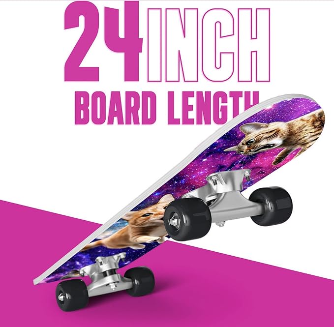 24 inch Rude Boyz Mini Cruiser Skateboard - Aluminium Trucks - Kids Skateboard Ages 5-8 Beginner - Skateboards for Kids