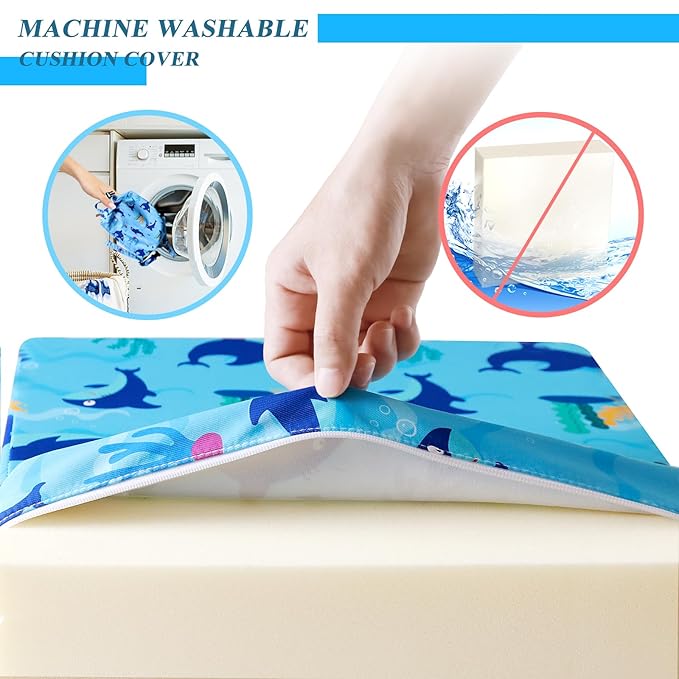 Toddler Booster Seat for Dining Table, Stronger Support Booster Seat for Table Washable 2 Safer Straps Non-Slip Bottom Portable for Kids Baby Increasing Cushion for Travel Home