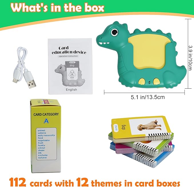 MAYAPHILOS English Talking Flash Cards with 224 Sight Words, Pocket Speech Therapy Toys, Interactive Autism Sensory Toy, Eductional Toys Learn English for Kids