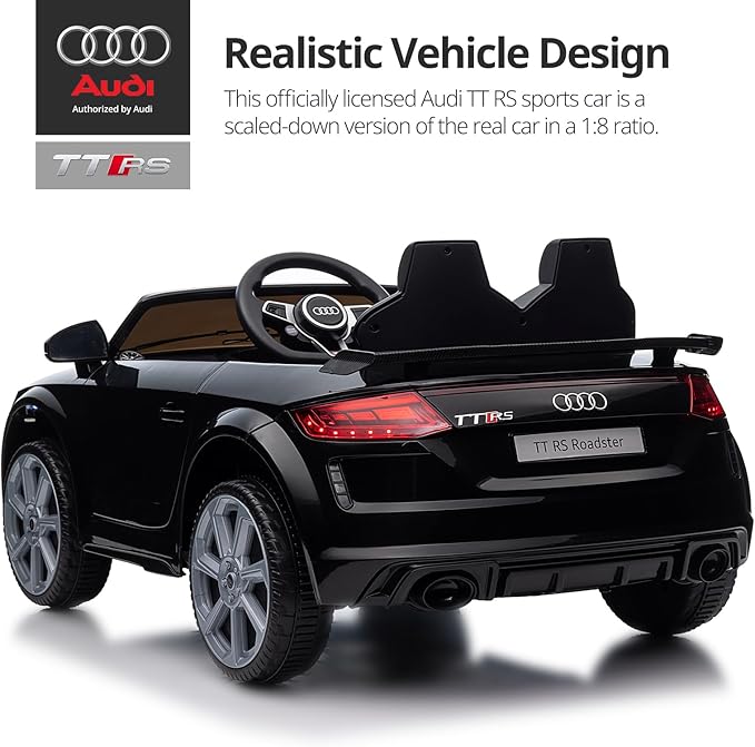 Licensed Audi Electric Kids Car, 12V Kids Ride-on Toy Car for Toddlers w/Remote - Black