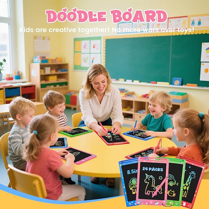 24 Pack LCD Writing Tablet for Kids, Erasable and Reusable Toddler Doodle Board in 8.5 inch, Ideal Educational Drawing Pad for Learning Toy for Ages 3-8 Gifts for Girls Boys