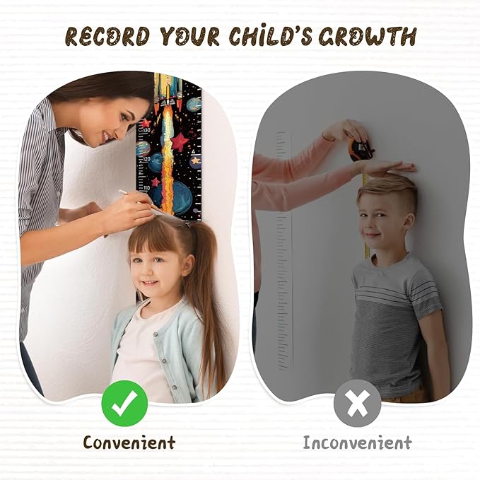 Personalized Name Kids Growth Chart for Wall, Rocket Premium Canvas Removable Height Chart for Kids, Height Measurement for Wall, Height Chart for Kids & Babies, Kids Nursery Decor