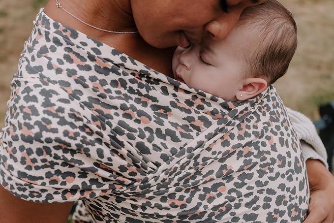 Boba Baby Wrap Carrier - Original Baby Carrier Wrap Sling for Newborns - Baby Wearing Essentials - Newborn Wrap Swaddle Holder, Newborn to Toddler Infant Sling (Leopard)