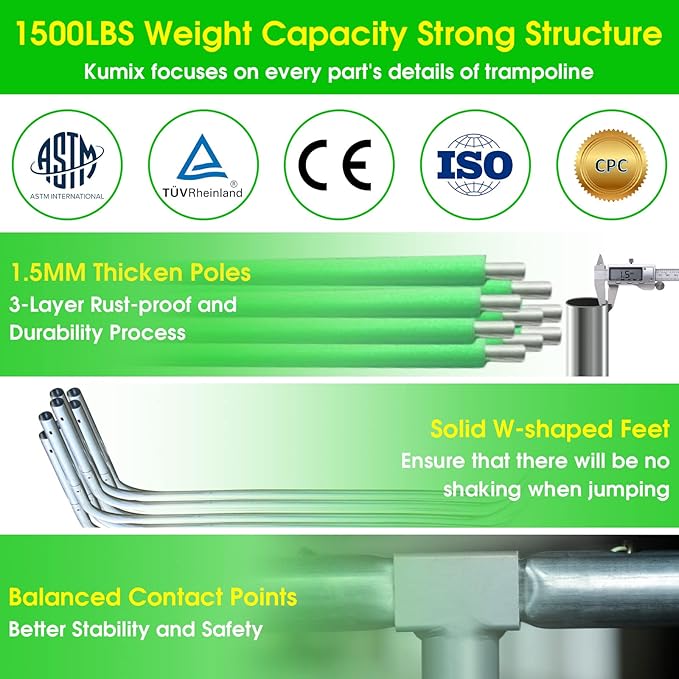 SKYUP Tranpoline 1500LBS 16 15 14 12 10 8 FT Tranpoline for 7-10 Kids and Adults, Windproof Outdoor Tranpoline with Enclosure Net, Basketball Hoop, Easy to Install & Last Long - ASTM Approved