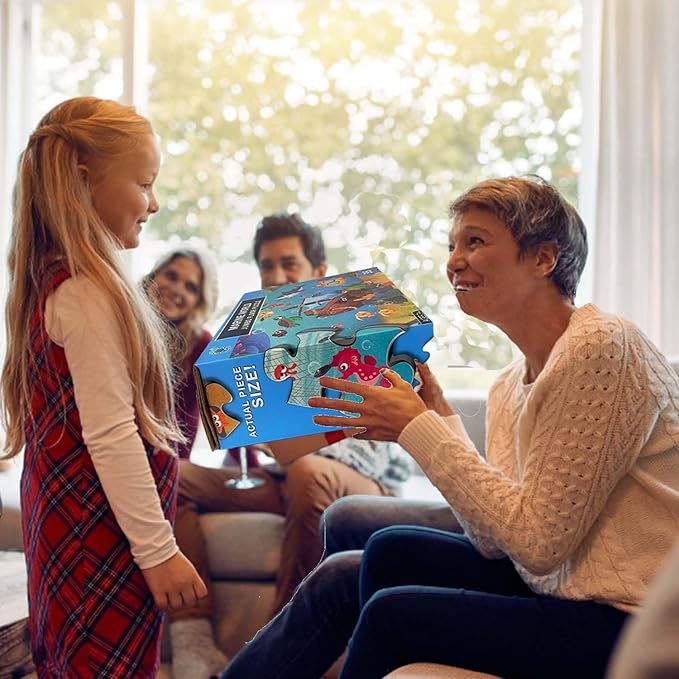 Jumbo Floor Puzzle for Kids, Large Jigsaw Puzzles 35 Piece for Kids Ages 3-5,Preschool Learning & Education Toys, Gifts for 4-8 Year Old Boys and Girls (Marine Animals 2)