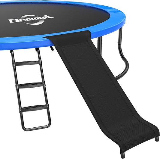 Trampoline Ladder Slide Kit, Trampoline Universal 3 Steps Ladder & Buffer Slide, Universal Trampoline Slide Stairs for 10 12 14 ft and More Frame, Trampoline Accessories Easy to Climb for Kids