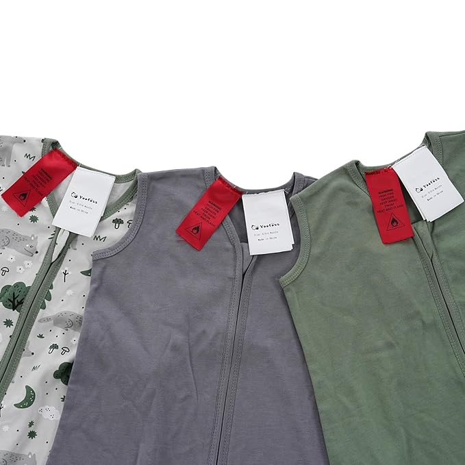 Yoofoss Baby Sleep Sack 0-6 Months Baby Wearable Blanket 100% Organic Cotton 2-Way Zipper Toddler Sleeping Sack, 3 Pack Soft Lightweight Sleep Sacks for Babies