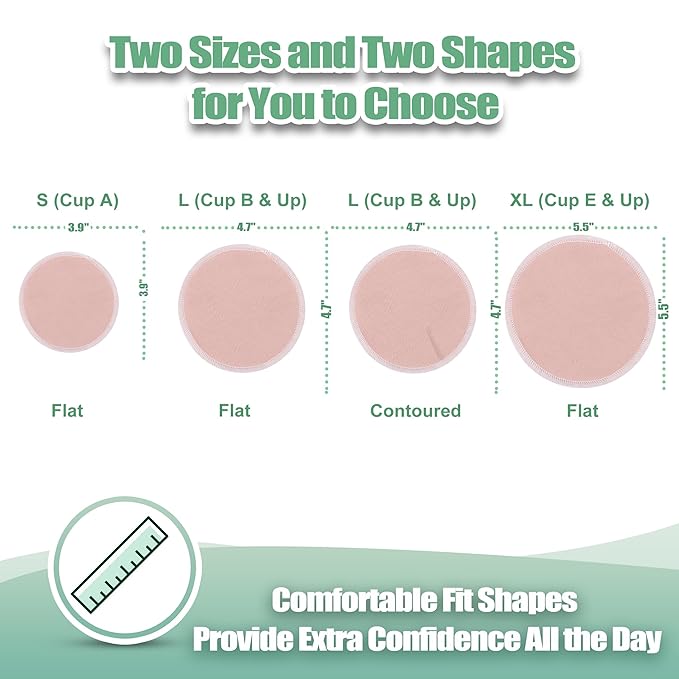 wegreeco Nursing Breast Pads (14 Pack) + Laundry Bag & Travel Storage Bag, 4.7 inch Option - Washable & Reusable Breastfeeding Nursing Pads (Sunset, Plain Shape)