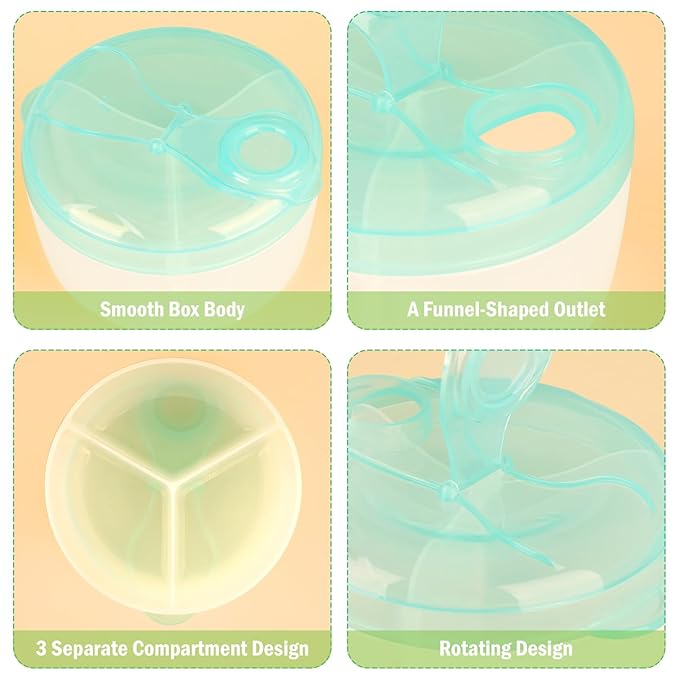 Accmor Baby Formula Dispenser On The Go, Formula Container to Go, Non-Spill Rotating Three-Compartment Formula Dispenser and Snack Storage Container for Infant Toddler Traveling