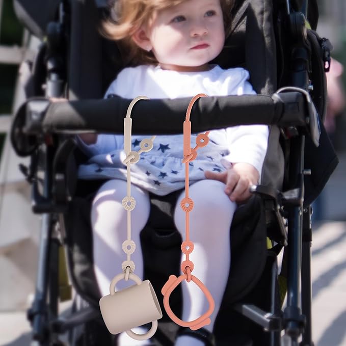 Toy Straps for Baby, Silicone Pacifier Clips, Silicone Adjustable Stretchable Pacifier Teether Straps for Strollers, High Chair, Cribs, Hanging Baskets, Car Seat, Shopping Trolley, BPA Free, 2 Pack