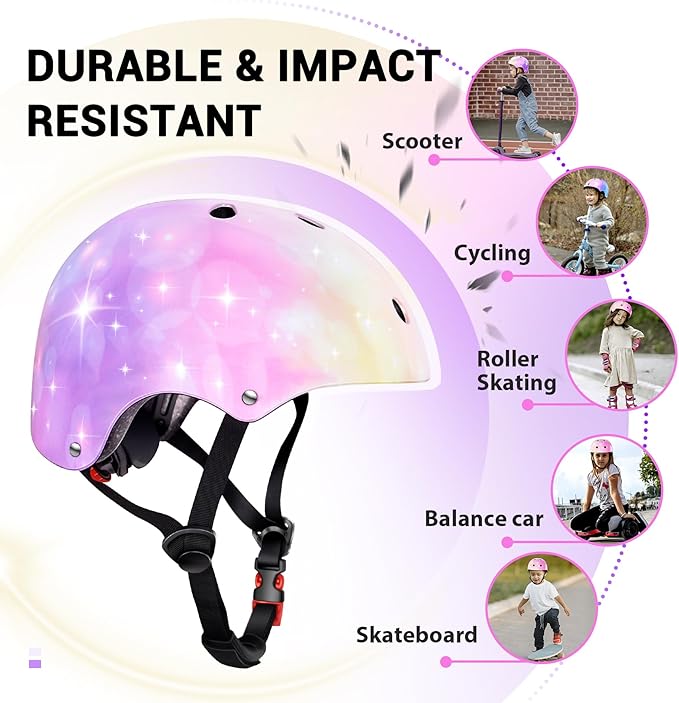 Kids Helmet for 2-3-5-8-14 Ages Girls and Boys, Ventilation and Impact Resistance Toddler Helmet for Multi-Sport Bicycle Scooter Inline Roller Skate and Skateboarding