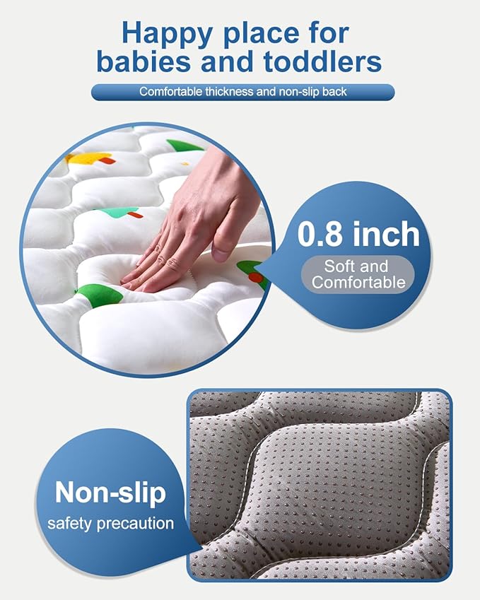 Odorless Premium Foam Baby Play Mat 79" x 63", Soft Microfiber Fabric Crawling Mat for Floor- Comfortable and Hypoallergenic, Non-Slip Cushioned Floor Playpen mat for Infants,Babies,Toddlers