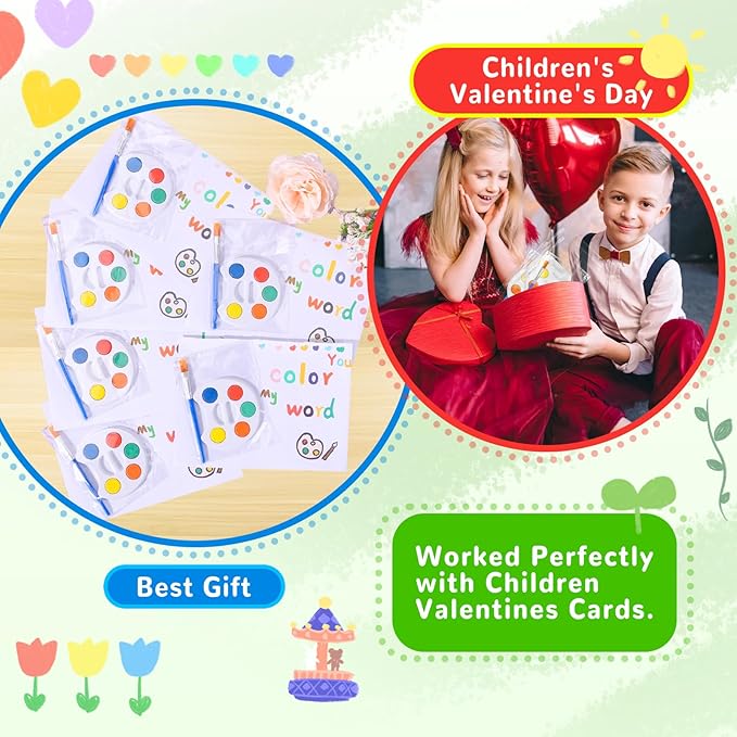 Mini Watercolor Paint Set for Kids.18 Pack Watercolor Paint Kids,5 Color Water Color set with Paint Brush and Palette Tray.DIY for Art Party Favors, Prizes,Birthday.