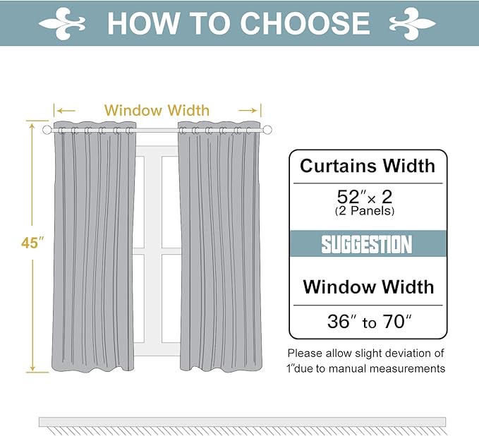 ChrisDowa 100% Blackout Curtains for Bedroom with Black Liner, 2 Thick Layers Total Blackout Thermal Insulated Grommet Small Window Curtains 45 Inch Length 2 Panels Set (Dark Grey, 52 x 45 Inch)