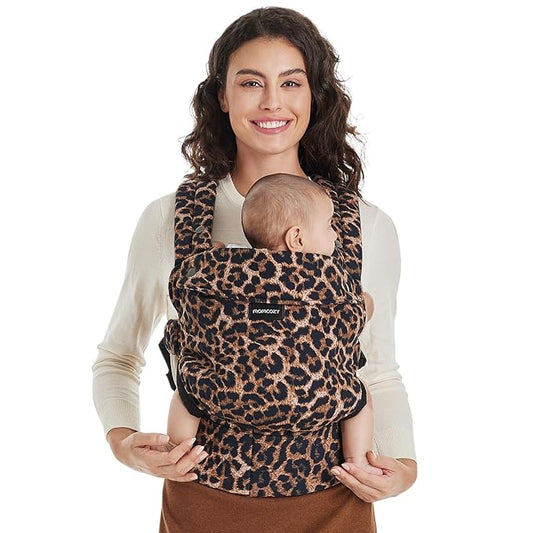 Momcozy Baby Carrier - Ergonomic, Cozy and Lightweight Carrier for 3-24 Months, Effortless to Put On, Ideal for Hands-Free Parenting, Enhanced Lumbar Support, Purehug for Infant to Toddler, Leopard