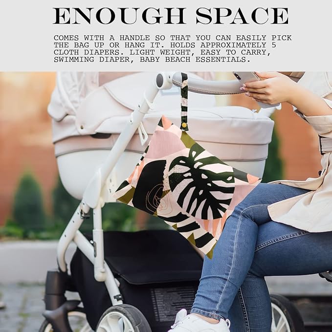 Wet Dry Bag for Swimsuit, Travel, Beach, Pool, Stroller, Diapers, Dirty Yoga Gym Clothes, Makeup Bag, Waterproof Tropical Palm Leaves Decor Jungle Palm Leaf Favors