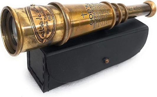ALADEAN Vintage Spyglass Telescope Engraved PSALM 32:8 - Find Best Pathway - Inspirational Gifts Meaningful Gift Gadget Functional 16" Brass Spyglass with Brilliant Magnification in Gift Box