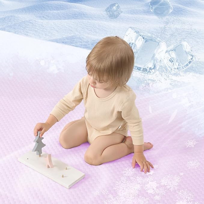Baby Play Mat for Summer,1.3 Thick Memory Foam Cooling Floor Tummy Time Mat, Soft & Breathable, Non-Slip Rectangular for Toddlers’ Playtime & Rest(Pink,39"x59")