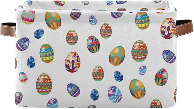 Easter Storage Basket Cube Storage Bins Organizer Bag Collapsible Closet Shelf Baskets with handle for Baby Cloth Pet Toy Book 14.2×10.2×8.3 IN