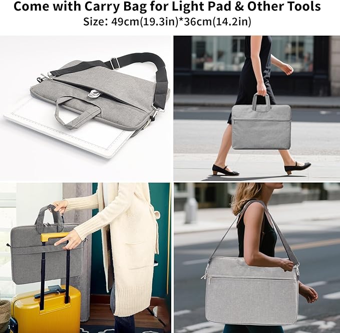 TOHETO Rechargeable A3 Light Board with Stand, Bag, Super Bright Magnetic Light Pad with Side Buttons, Wireless Light Box for Tracing and Drawing, Cordless Light Table for Diamond Painting, Sketching