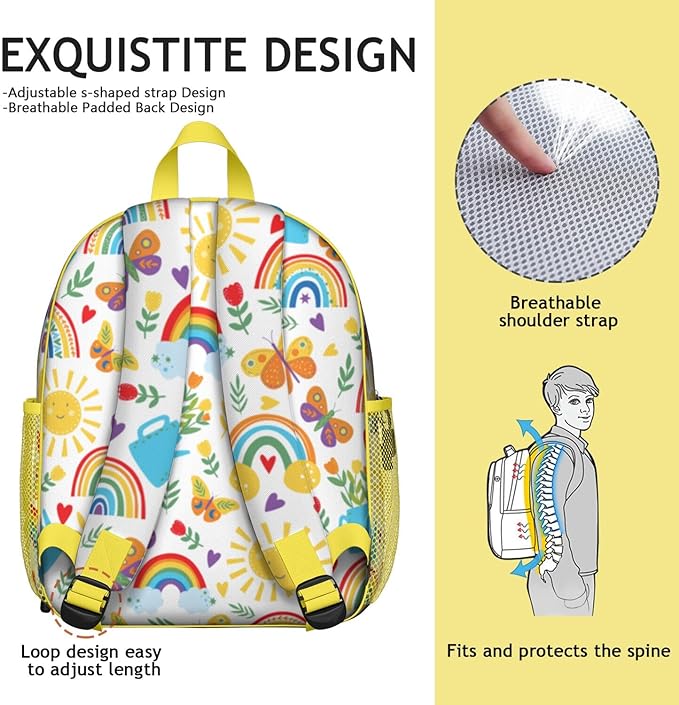 Toddler Backpack for Girls 3-8: Preschool Kindergarten Backpack - Cute Kids Backpacks for Girls Boys-Sunshine
