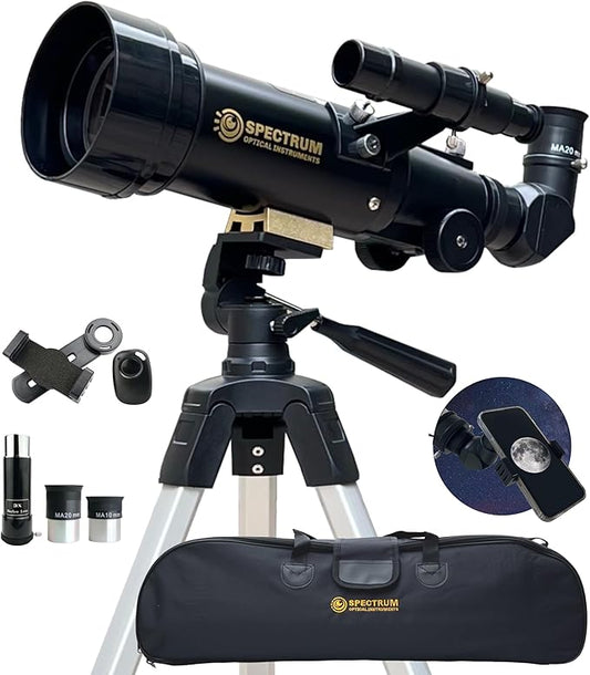 SpectrumOI Telescope for Kids & Adults - Astronomy Gift, 70mm Aperture Refractor with Carry Bag & Phone Holder