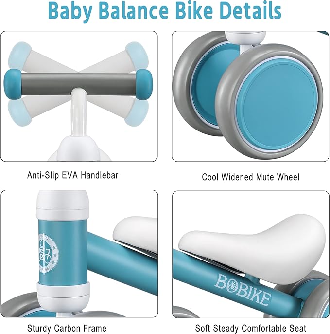 Baby Balance Bike Toys for 12-36 Months Kids Toy Boy and Girls Gifts Toddler Best First Birthday Gift Children Walker No Pedal Infant 4 Wheels Bicycle (Classic, Light Blue)