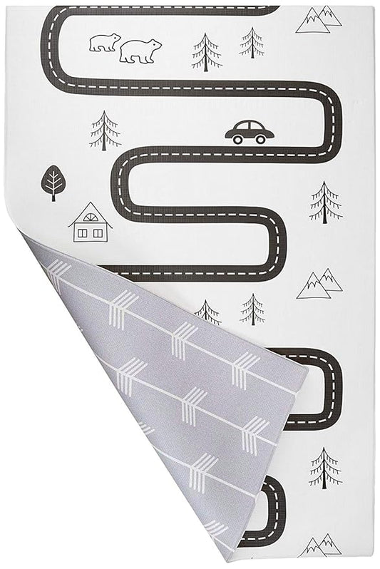 Baby Care Play Mat (Large, Nordic Trails - Morning Fog Arrows) 82'' x 55'' Original One-Piece Reversible Rollable Waterproof Play Mat for Infants, Babies, Toddler, and Kids