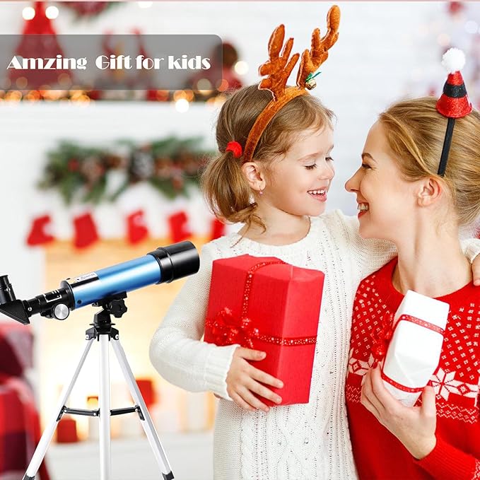 Telescope for Beginners and Kids, 60mm Aperture Refractor, Portable, Portable 90X Astronomical Telescope with Tripod, 2 Eyepieces, 1.5X Barlow Len, Astronomy Gift