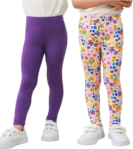 Toddler Girls Leggings 2-Pack Bamboo Viscose Little Girls Casual Stretch Pants