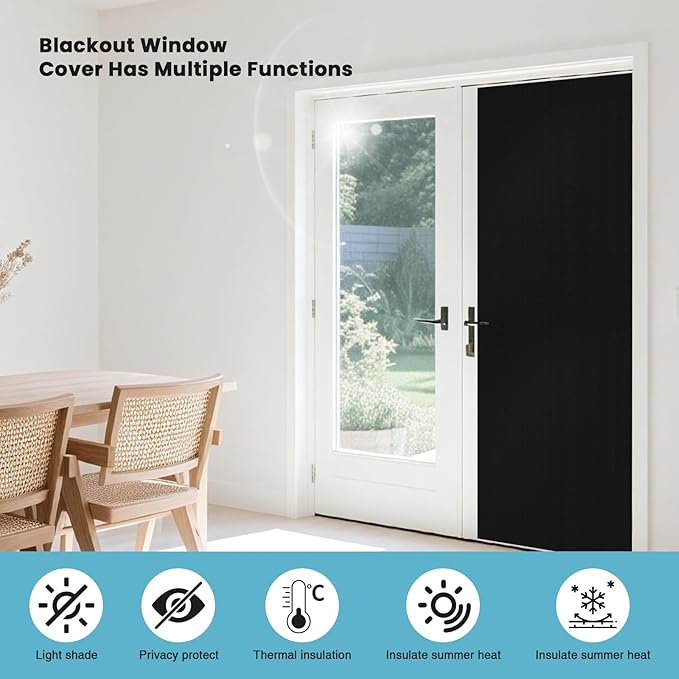 100% Blackout Curtains for Bedroom, 71" x 57" Portable DIY Blackout Blinds with Hook & Loop Tabs Stick-On, Temporary Blackout Shades No Drill, Privacy Pleated Window Shades for Baby Travelers Bedroom