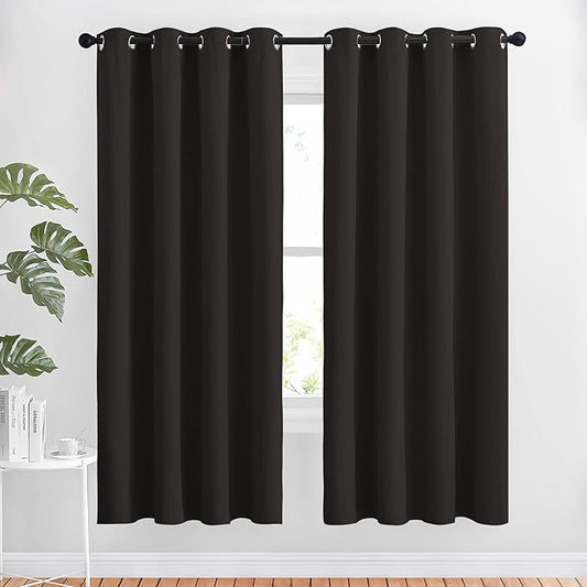 NICETOWN Blackout Curtain Panels 72 inches Length - Light Reducing Thermal Insulated Solid Grommet Room Darkening for Bedroom/Night Shift (Set of 2, 46 inches Wide, Toffee Brown)