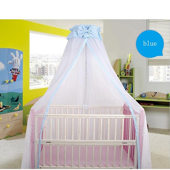 CdyBox Breathable Crib Netting Bed Curtains Canopy for Kids Mosquito Net Bedroom Decor (Blue, Mosquito net)