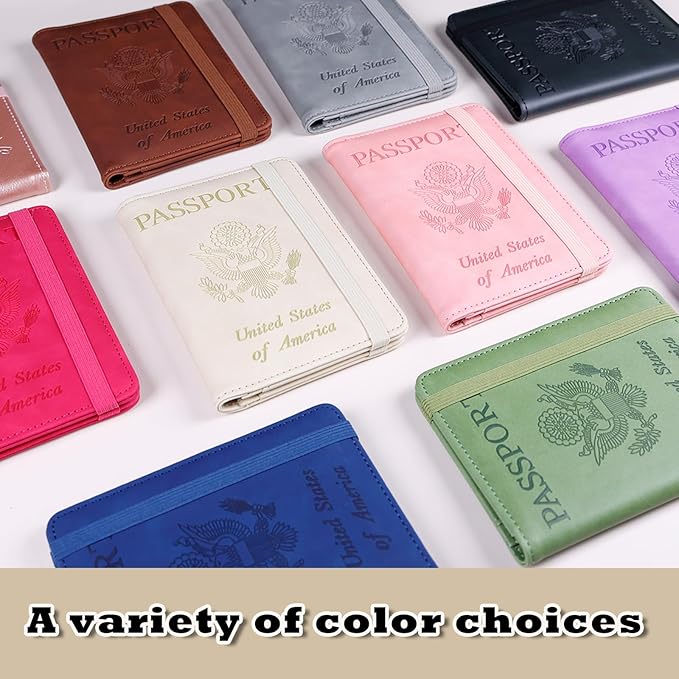 Melsbrinna Rfid Passport Holder for Travel women/Men, Cute Passport Wallet Rfid Blocking Card Slots, Rfid Passport Cover/CaseTravel Wallet, Passport Book Holder (1, Beige)