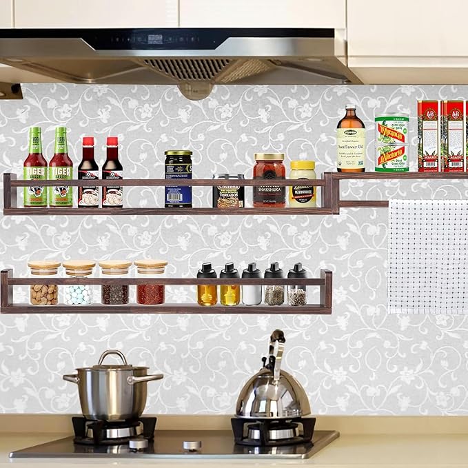 AZSKY Nursery Book Shelves Deep Walnut Wall Mount Floating Book Shelf for Bedroom Wooden Wall Book Shelf Children Kids Toddler Wall Bookshelf 36 Inch a Set of 3 Same Sizes