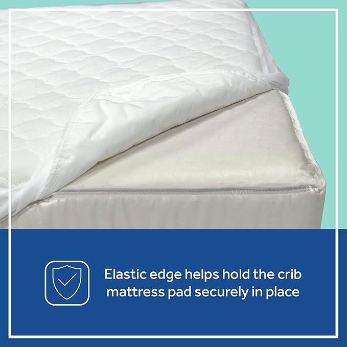 Sealy Baby 2-PACK Fitted Waterproof Infant Crib Mattress Protector Pad and Toddler Bed Cover, Durable and Comfortable Topper, Machine Washable and Dryer Friendly, 52x28”- White