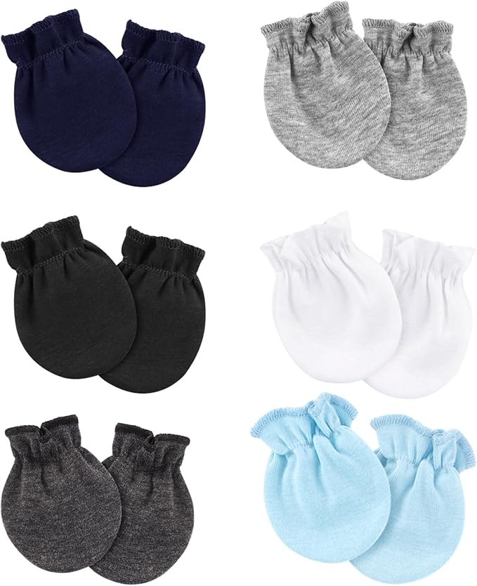 Newborn Baby Mittens No Scratch Cotton Elastic Wrist Gloves Infant Toddler Mittens for Baby Boy Girl 0-6 Months