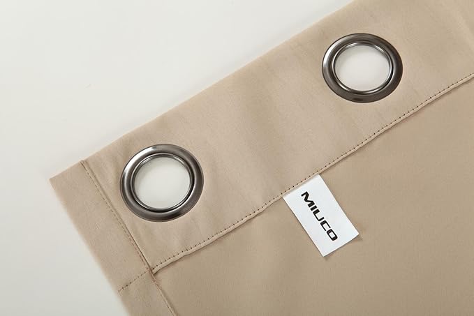 MIUCO Blackout Curtains Room Darkening Curtains Textured Grommet Window Curtains for Living Room 2 Panels 52x84 Inch Long Taupe