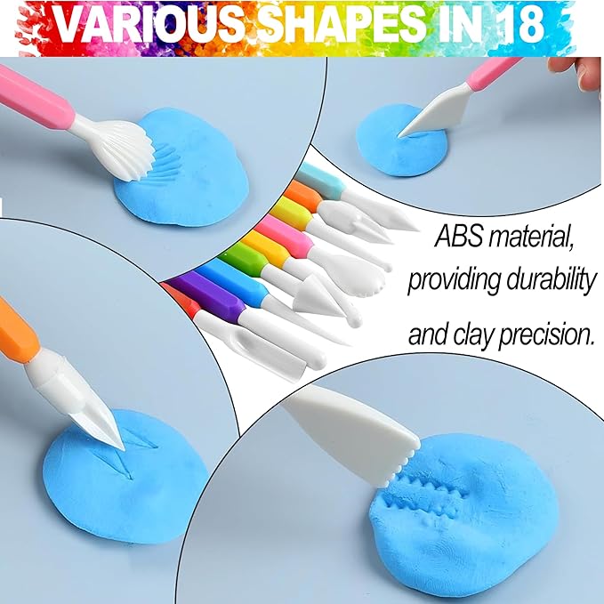 LINPHCEY 9PCS Clay Tools for Kids Air Dry Clay Tool Kit Plastic Clay Sculpting Tools Set for DIY Pottery, Modeling Sculpey Polymer Clay – Safe & Easy Grip for Beginners & Craft Lovers