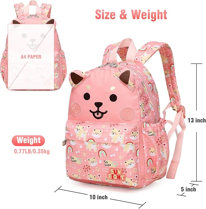 SUN EIGHT Toddler Backpack for Girls 2-5,Kindergarten Backpack for Girls,Preschool Backpack(Puppy)