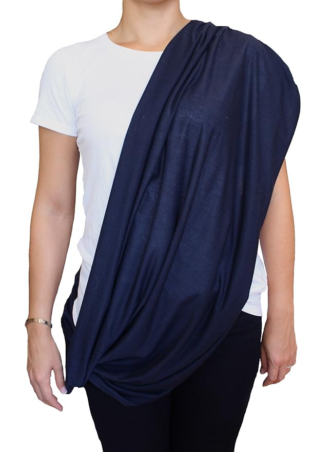 LK Baby Infinity Nursing Scarf Breastfeeding Cover Ultra Soft Premium Jersey Polyester- 100% AZO free and Safe for Baby (Navy Blue)