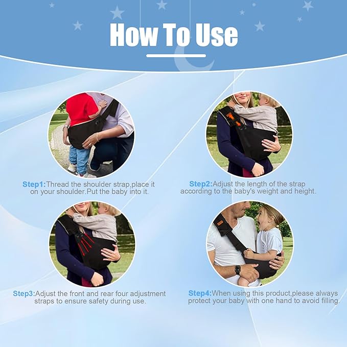 Baby Sling Carrier 2025 Baby Carrier Newborn to Toddler Sling Lightweight Baby Carrier Sling with Adjustable Straps Toddler Carrier Baby Wrap Sling for 10-30 lbs (Blue)