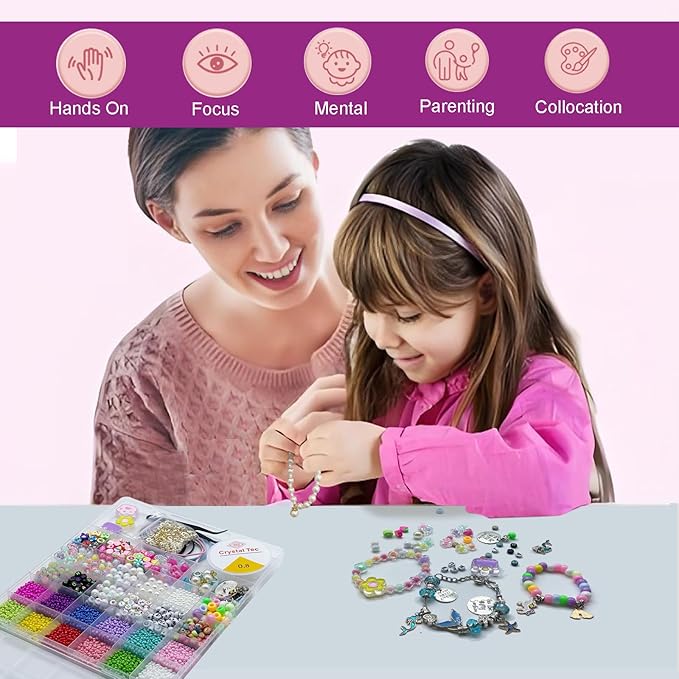 PHODDR 4300pcs Beads Bracelet Making Kit ，Beads for Jewelry Making Kit Supplies, Friendship Bracelet kit， Birthday Christmas Gifts for Girls Ages 5 6 7 8 9 10 11 12 Years Old