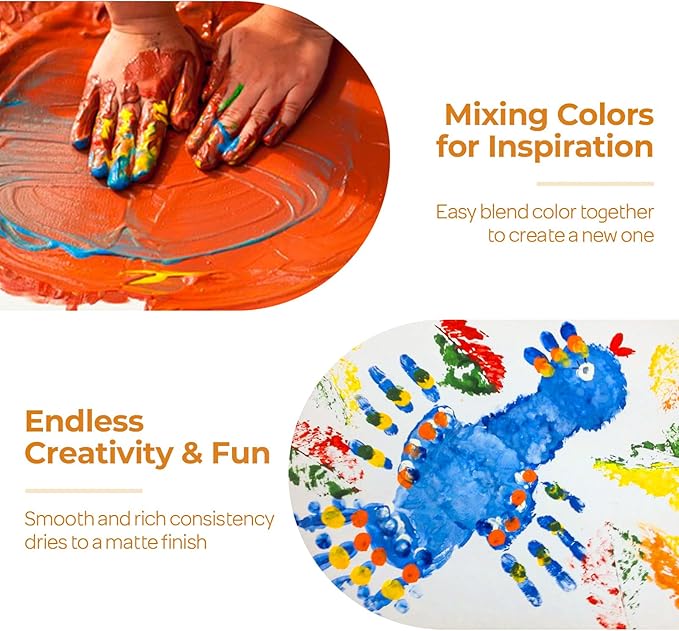 Nicpro 12 Colors Large Washable Paint Set for Kid (16.9oz,500 ml), Acrylic Bulk Paint Supplies Non Toxic Children Tempera Paint for Art, Craft DIY, Poster & Finger Paint, School, Home,Classroom, Party